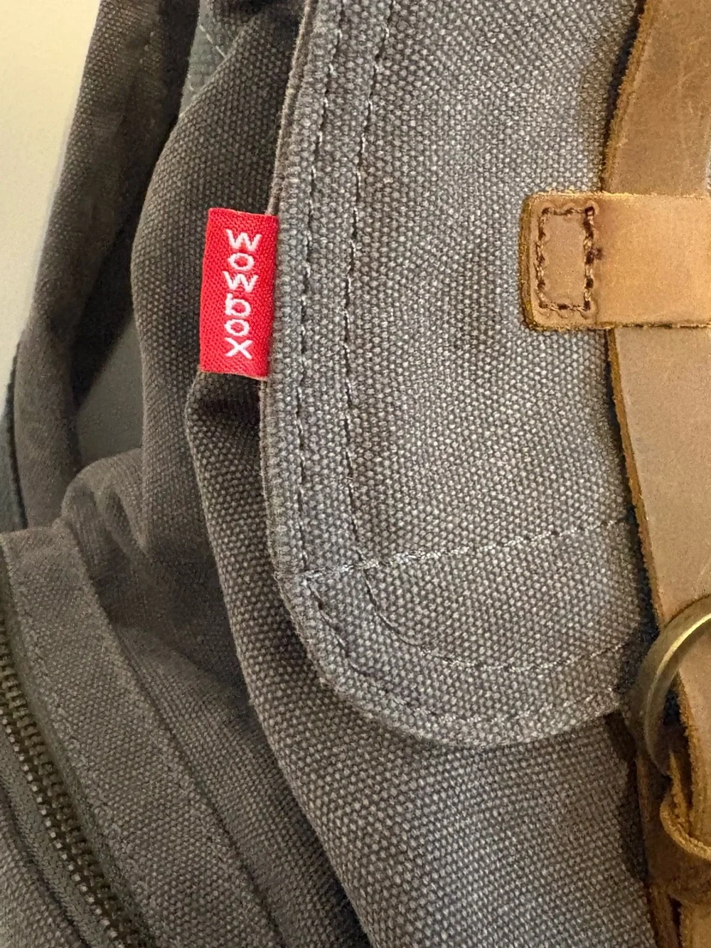 WOWBOX, Lightweight Canvas Backpack with Leather Accents - Brown